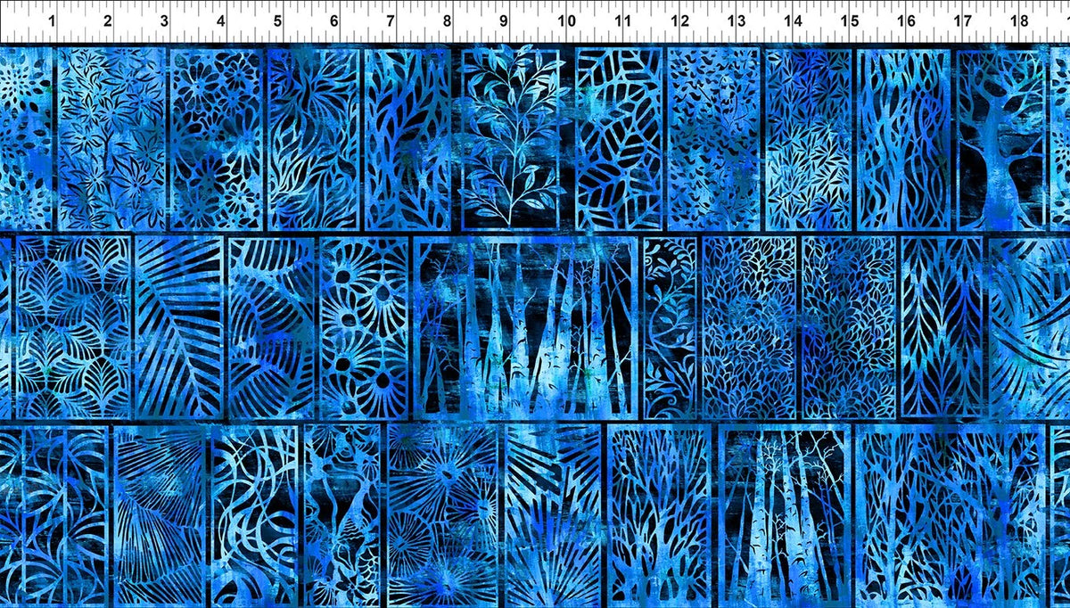 In the Beginning Halcyon II Woodblock Blue 23HN-2