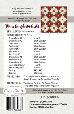 Mini Gingham Girls Quilt Pattern CQ1622 ..