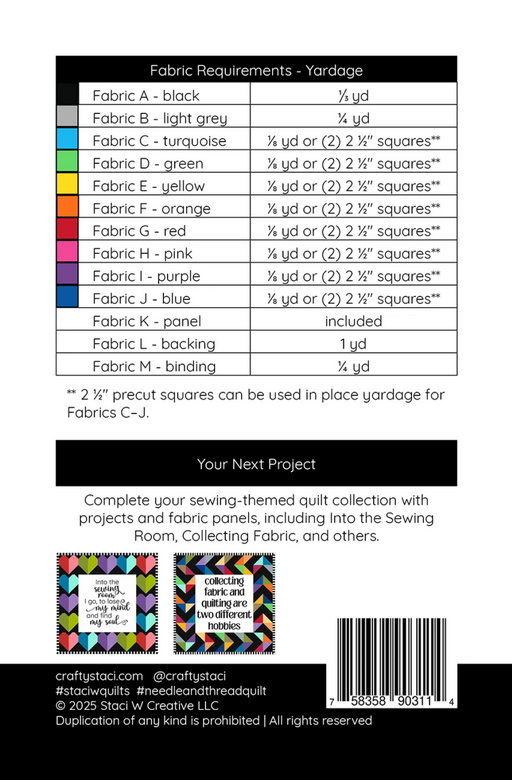 Needle and Thread Pattern and Fabric Panel SWQ140