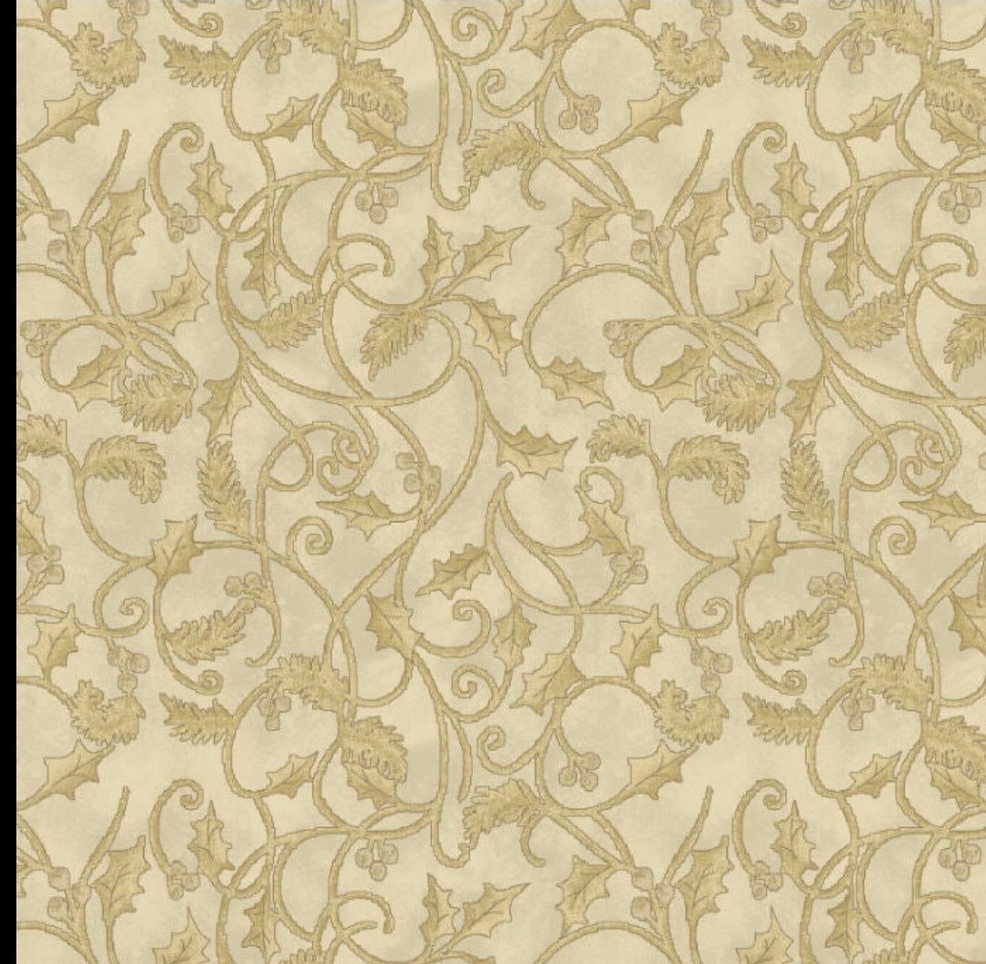3 yd cut Benartex Winter Scroll Parchment 9645-703yc