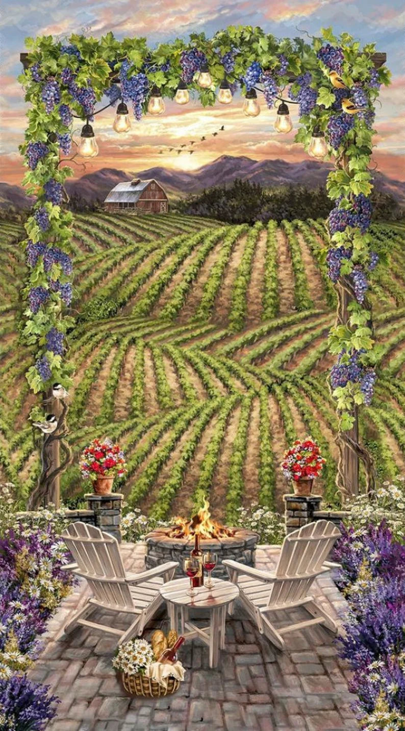 Timeless Treasures Beautiful Vineyard Sunset CD3012-multi