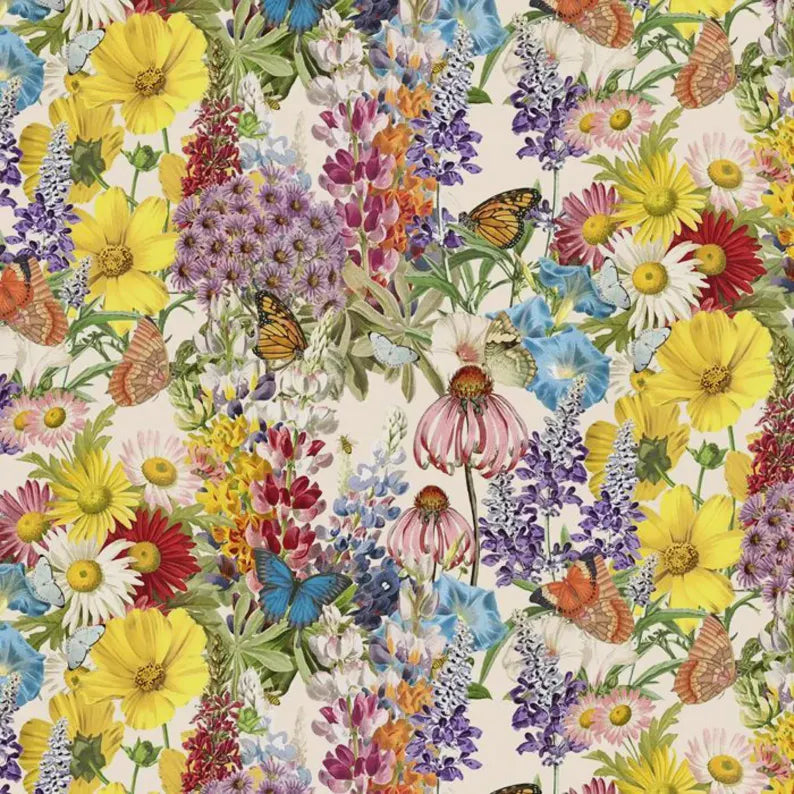 David Textiles Butterflies Garden Cream 5808-4C