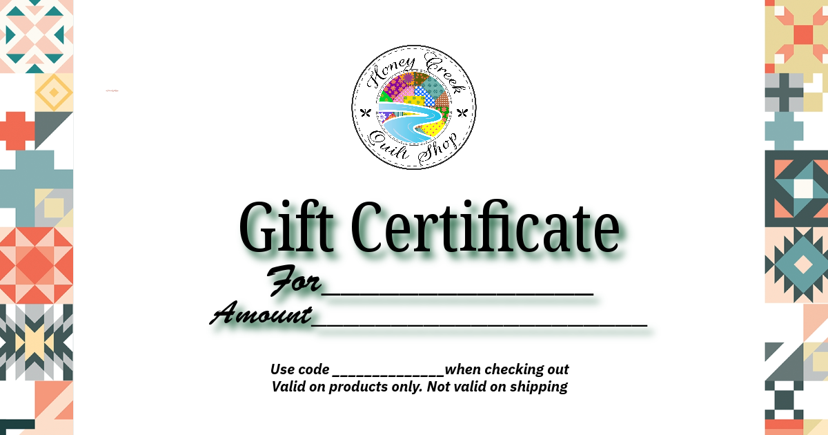 Honey Creek Quilt Shop gift card