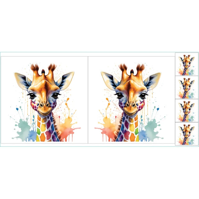 Watercolor Rainbow Giraffe Panel CYS631439