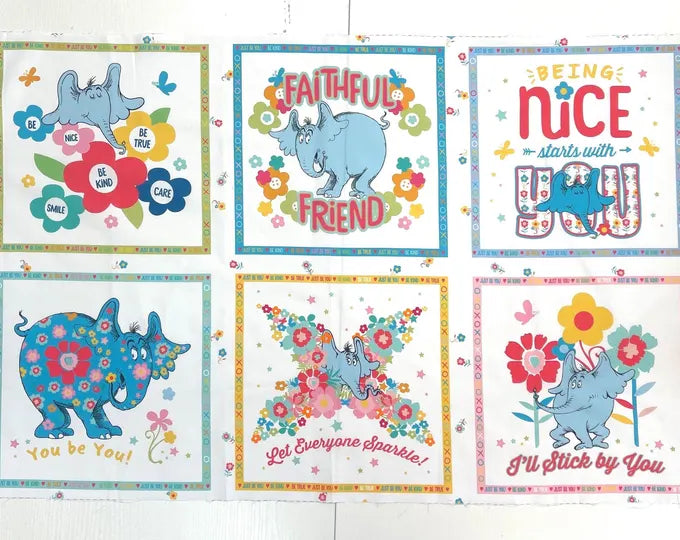 Robert Kaufman Dr.Seuss Horton Hears a Who Kindness Pastel Panel 20921-198-A1