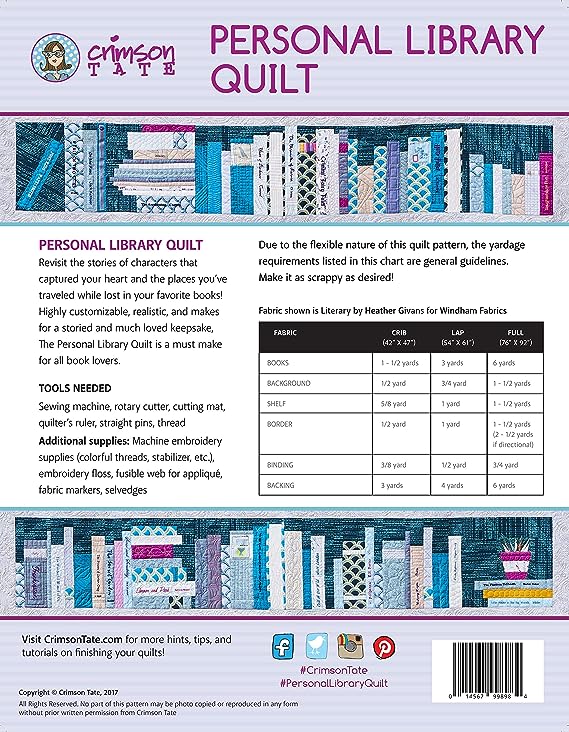 Personal Library Quilt Pattern CT