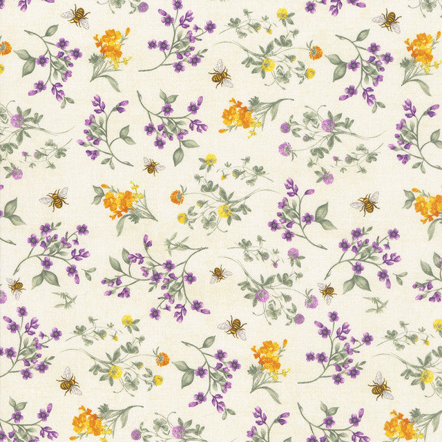 Timeless Treasures Spring Wild Flowers 1976-7599 Cream