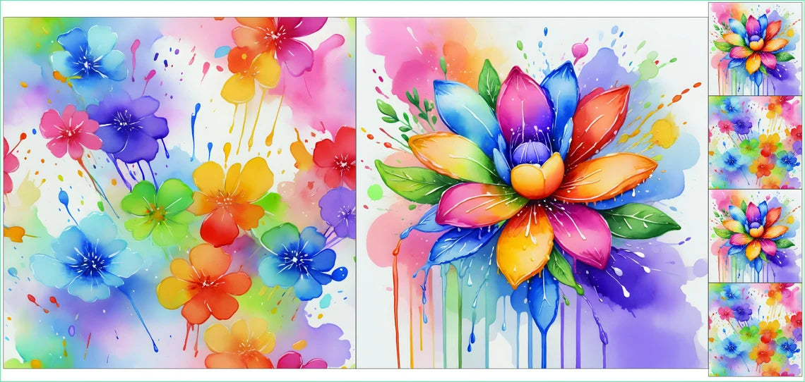 Watercolor Rainbow Waterlily Panel CYS631569