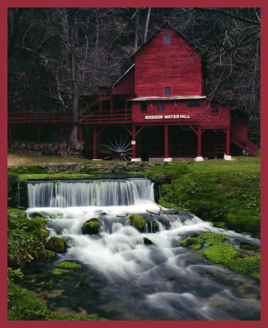 Watermill County Red Watermill with Stream Digital 36" Panel 1489P-88