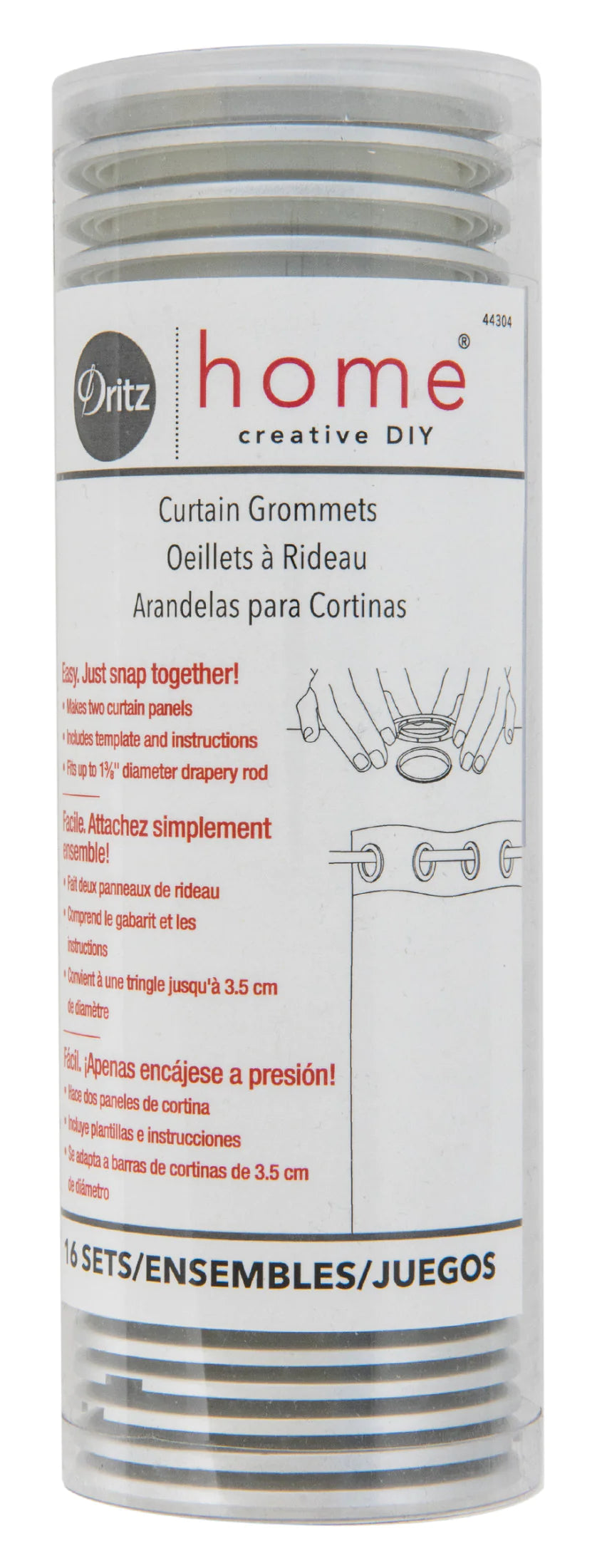 Dritz Grommets, Curtain 1 9/16", White 44361
