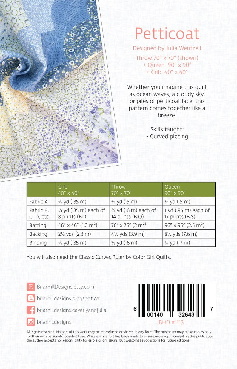 Petticoat Quilt Pattern BHD1113 ..