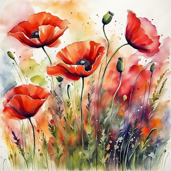 Poppies Panel FOFFLR-043 17" x 17"