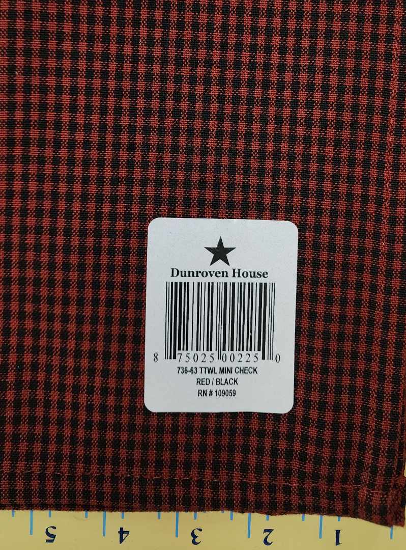 Dunroven House  Tea Towel Mini Check Red/Black 736-63