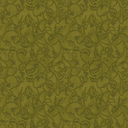 3 yd cut Benartex Winter Scroll Green 09645-443yc