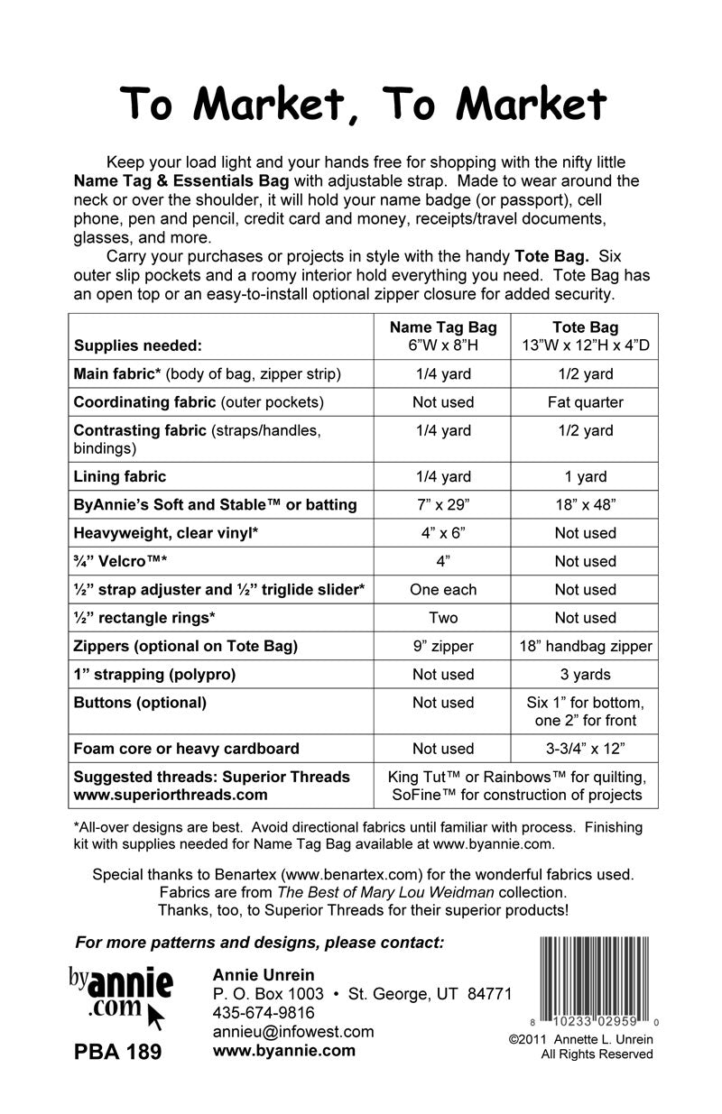 To Market, To Market Tote and Bag PBA189