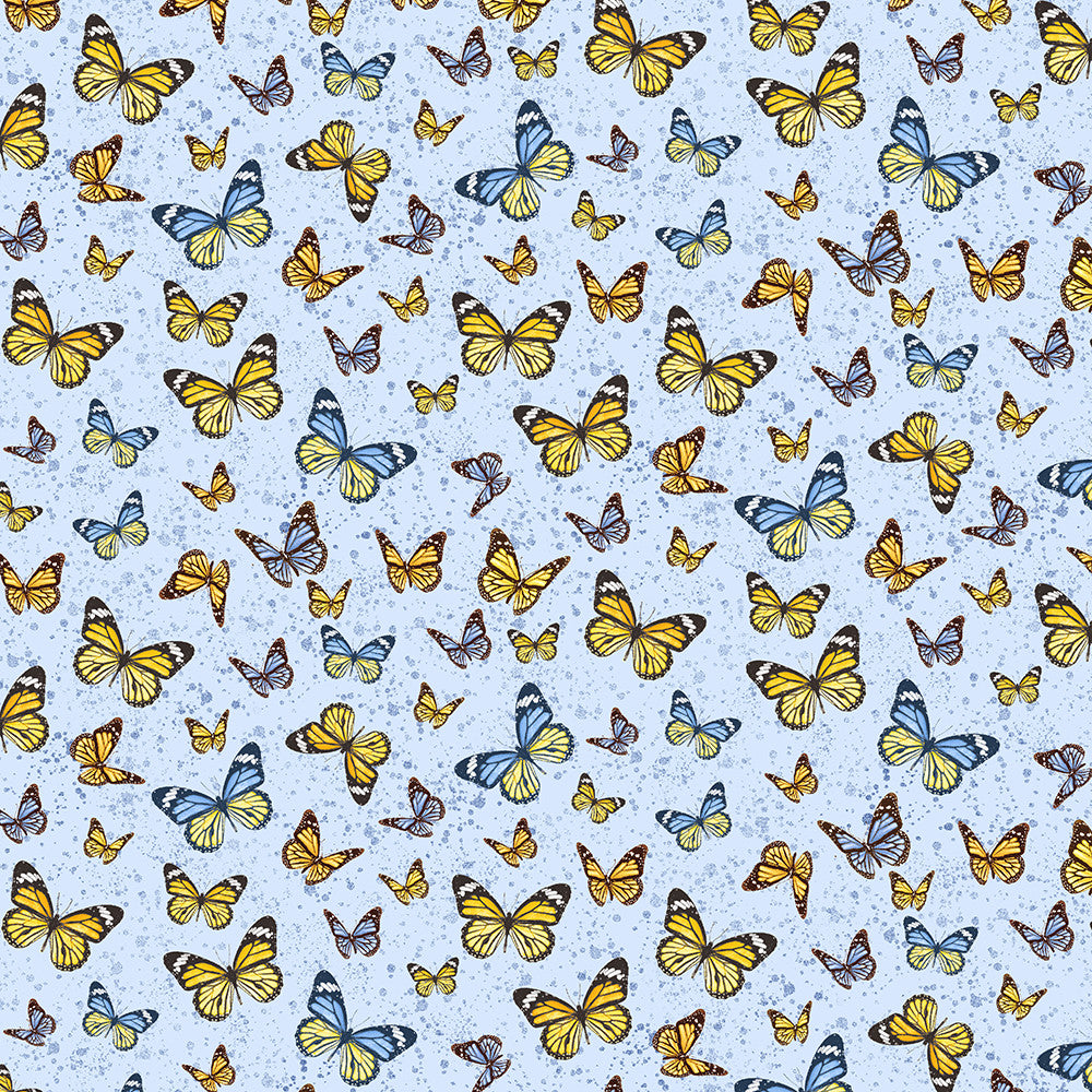 Timeless Treasures Tossed Butterflies 3449-BLUE-A7