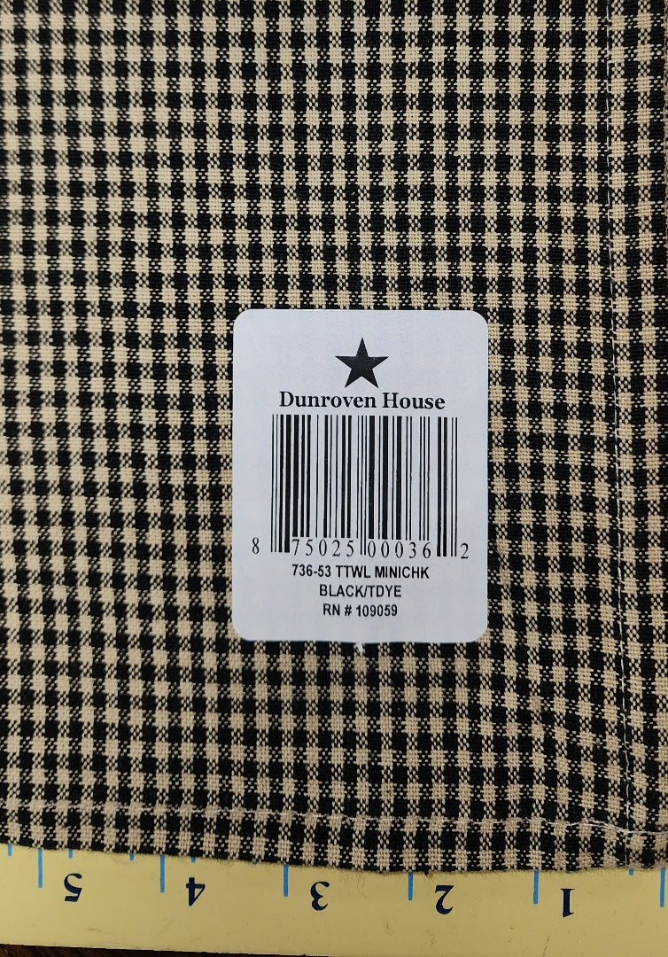 Dunroven House Mini Check Tea Towel 736-53 Black/TDYE