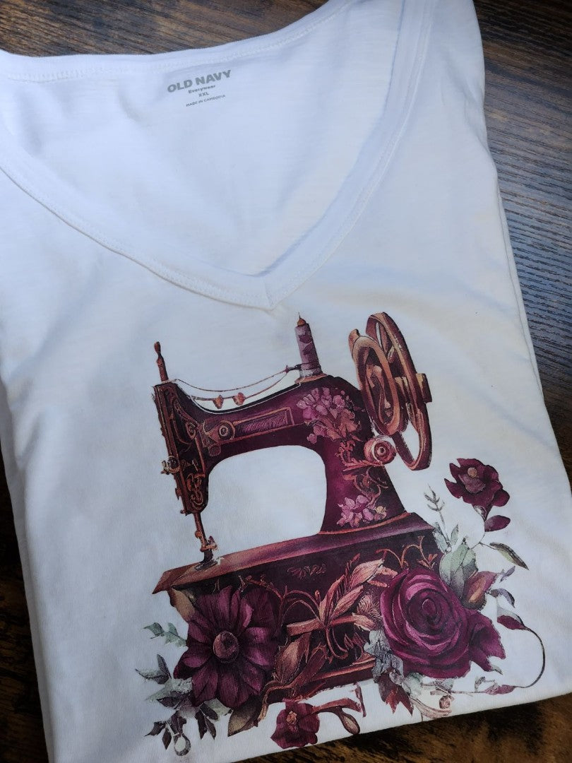 TShirt, short sleeved, v-neck, white,2xl, Old fashioned machine TSI