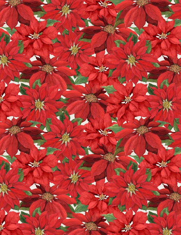 Wilmington Prints Season of Heart 3023-39702-137 Poinsettias Ivory