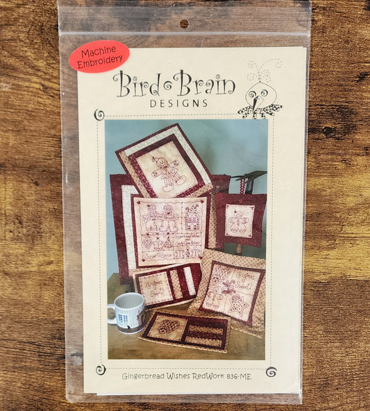 Bird Brain Designs Gingerbread Wishes Redwork 836-ME