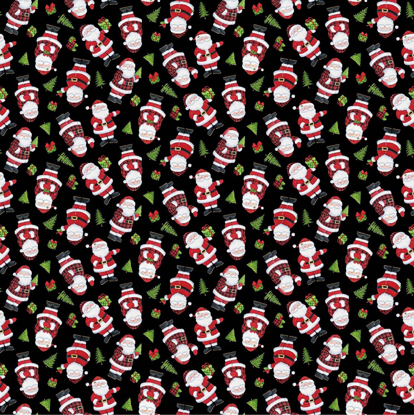 Northcott Santa's Tree Farm Black Santa Toss 24733-99
