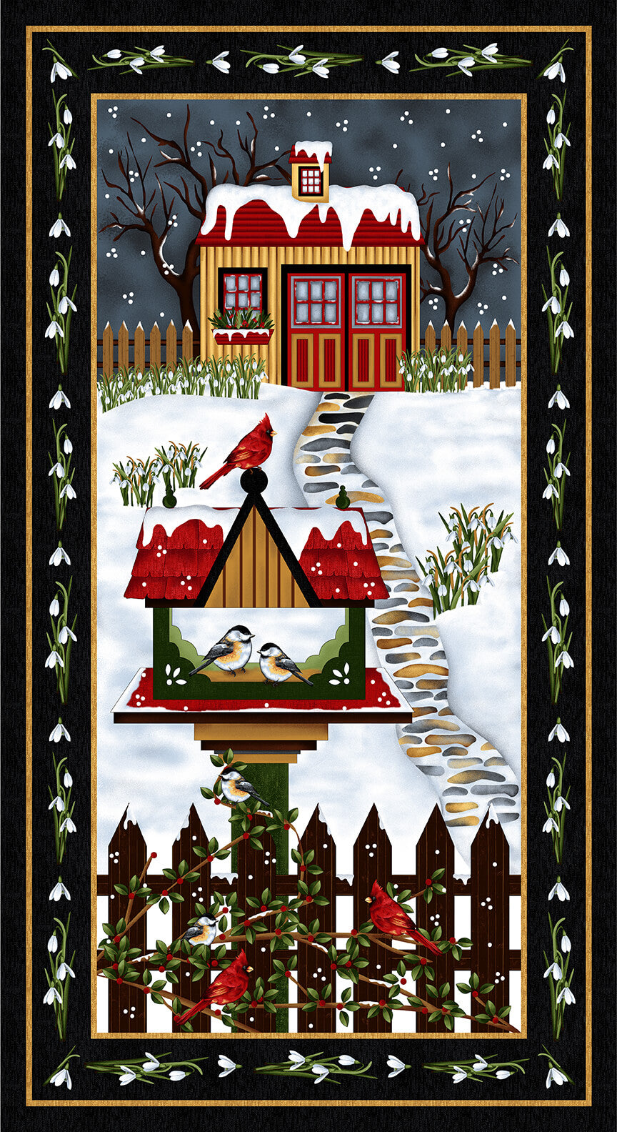 Henry Glass Frozen in Time 2710P-99 Black House 24 inch Panel