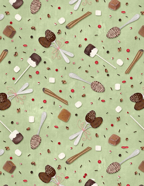Wilmington Prints Hot Cocoa Bar Spoons & Sprinkles Lt. Green 3017-27600-723