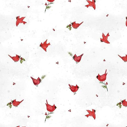 Wilmington Prints Nose to Nose 39685-137 Mini Cardinal Toss White