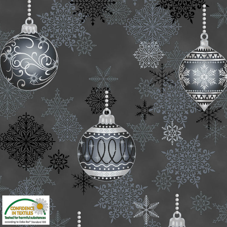 Stof Fabrics It's Snowflake Christmas Ornaments - DARK GREY/SILVER 4597M-004
