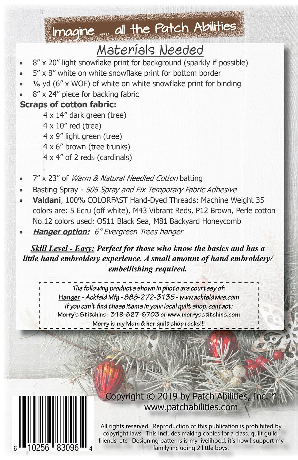 Cardinals in Winter Trees Pattern P227