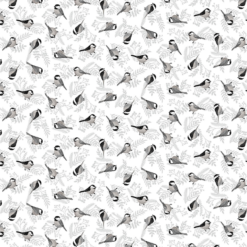 Studio E Midwinter Song 5138-9 White Chickadee