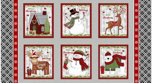Studio E Snow Merry 5697-98 Multi Blocks 24" Panel