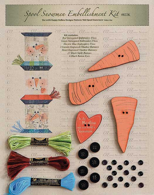 Spool Snowmen Embellishment Kit by Happy Hollow Designs HHD822K
