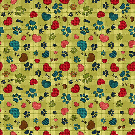 Henry Glass Rescued and Loved Pawprint/Heart 9396-66 Green