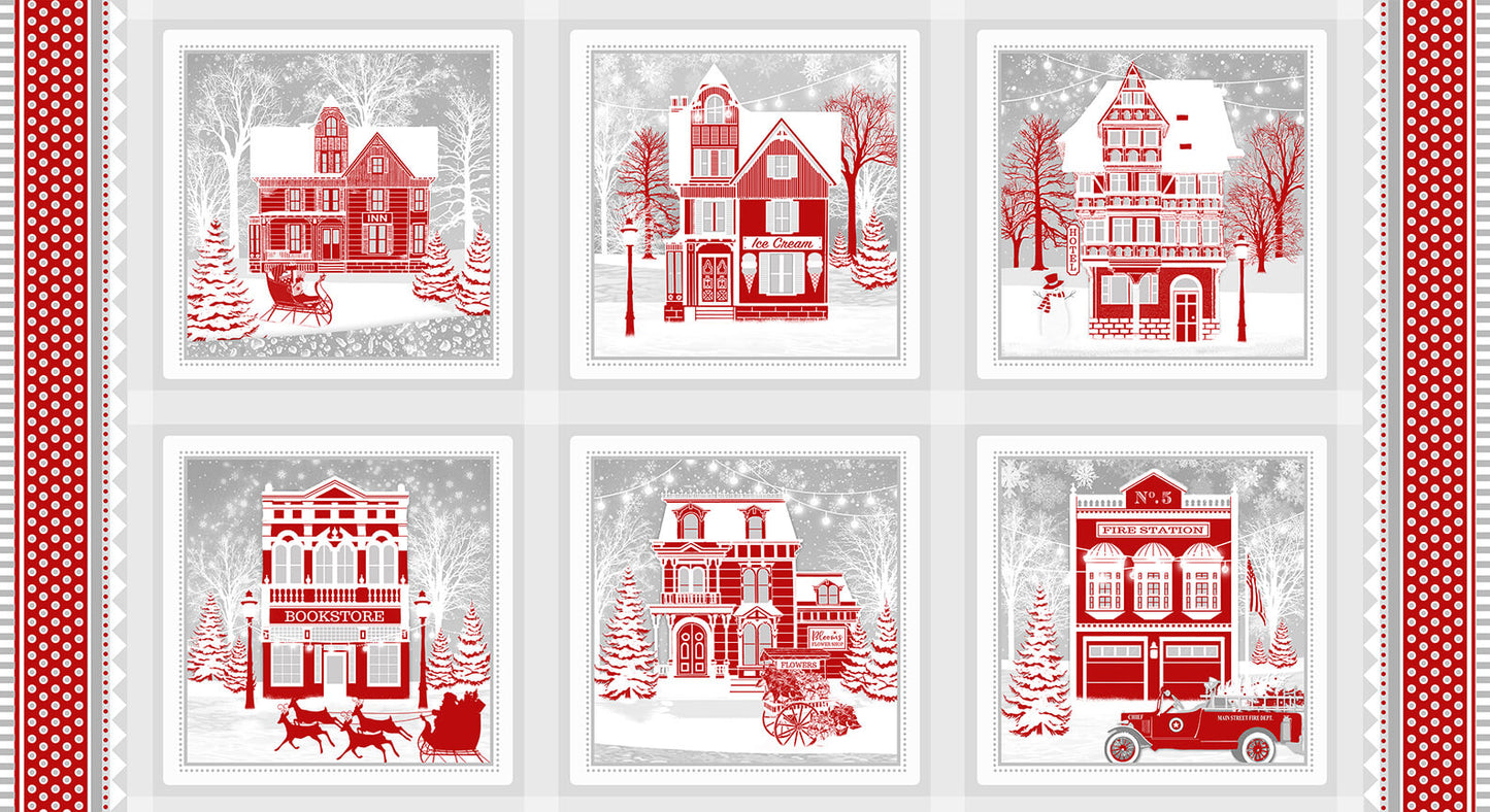 Henry Glass Holiday Lane 9620-89 Red/Gray 24" Panel