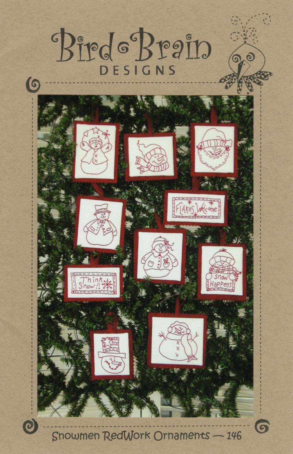 Snowman Redwork Ornaments BBD146