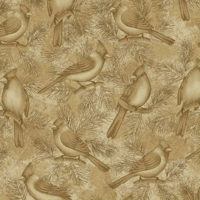 Benartex Winterberry Wintersong Bird Caramel