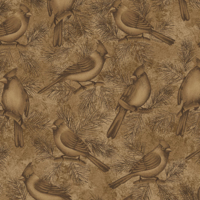 Benartex Winterberry Wintersong Bird Brown 2861-77