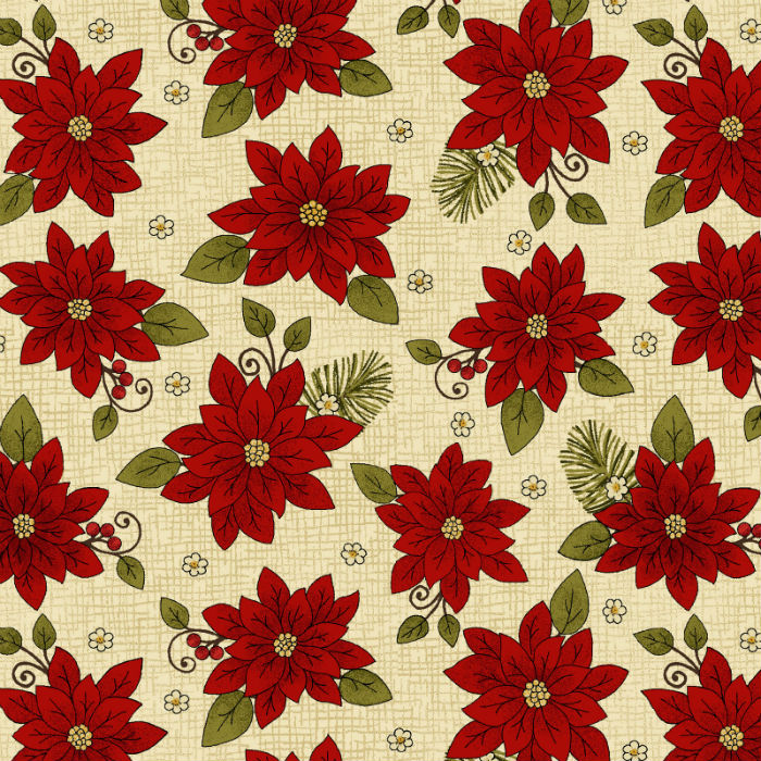 Benartex Winterberry Poinsettia Parchment 9642-70