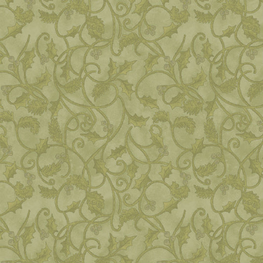 Benartex Winterberry Scroll Medium Green 9645-43