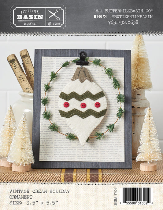 Vintage Cream Holiday Ornament BMB1704