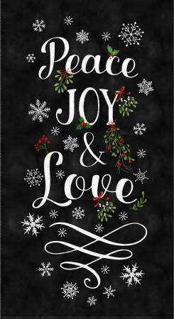 Timeless Treasure Peace Joy Love Black Panel CD1480