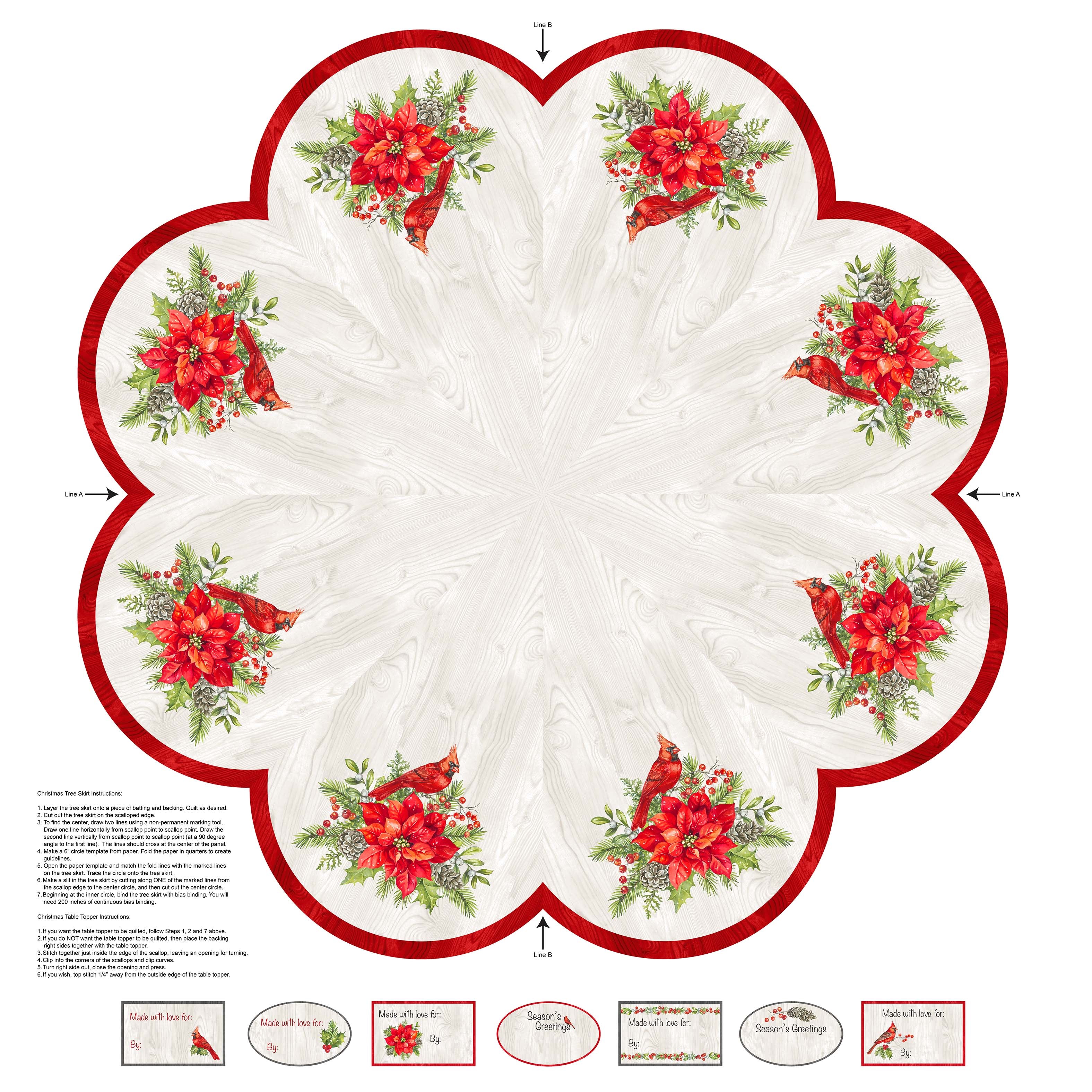 Northcott The Scarlet Feather 23483 91 Tree Skirt Honey Creek Quilt Shop