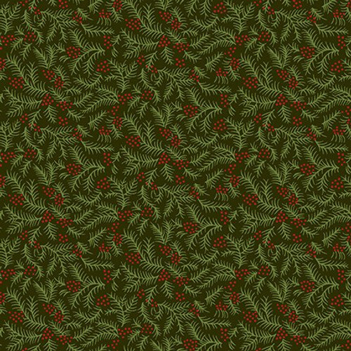 Henry Glass Winter Joy Sprigs Green 2861-66