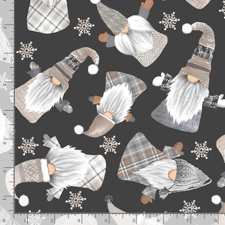 Timeless Treasures Gnomes and Holidays Gail-C8207 BLACK