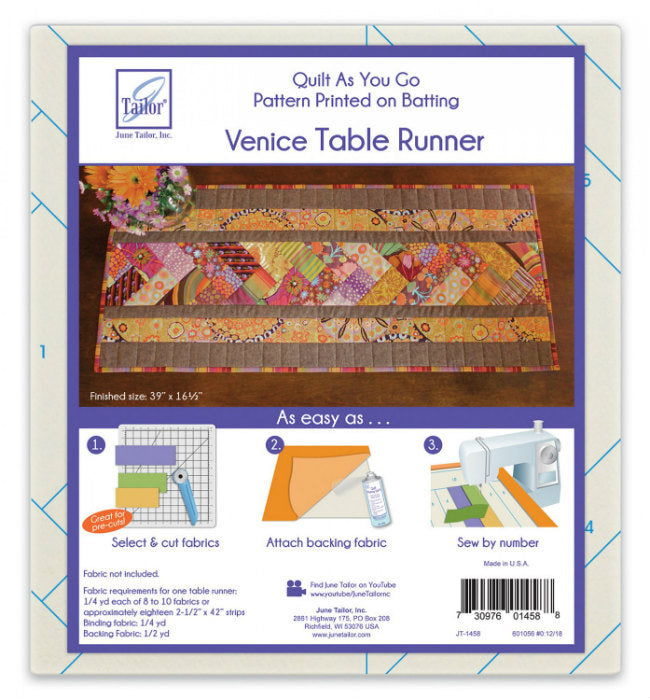 Quilt As You Go Table Runner Venice Pattern JT-1458