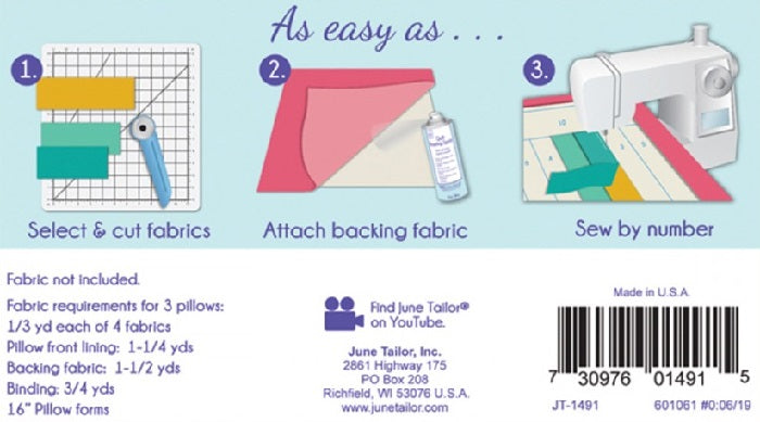 Quilt As You Go Pillow Covers Pattern JT-1491