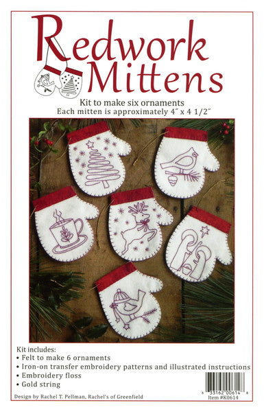 Redwork Mittens Kit K0614