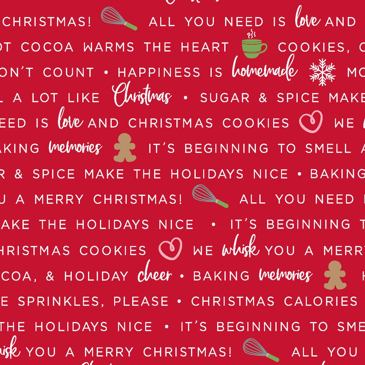 Maywood Studios We Whisk You a Merry Christmas! Holiday Baking Phrases Mas9672-R