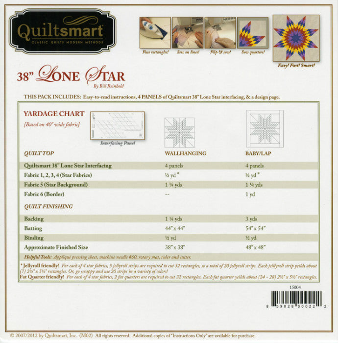 Quiltsmart Printed Interfacing 38 INCH Lone Star QS15004